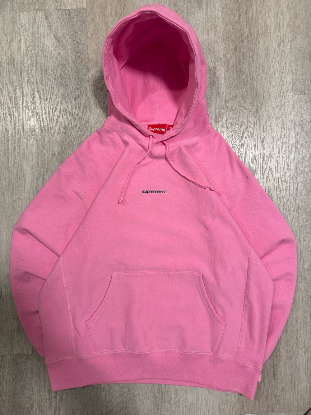 Authentic Supreme Pink Hoodie Digital Logo - Large